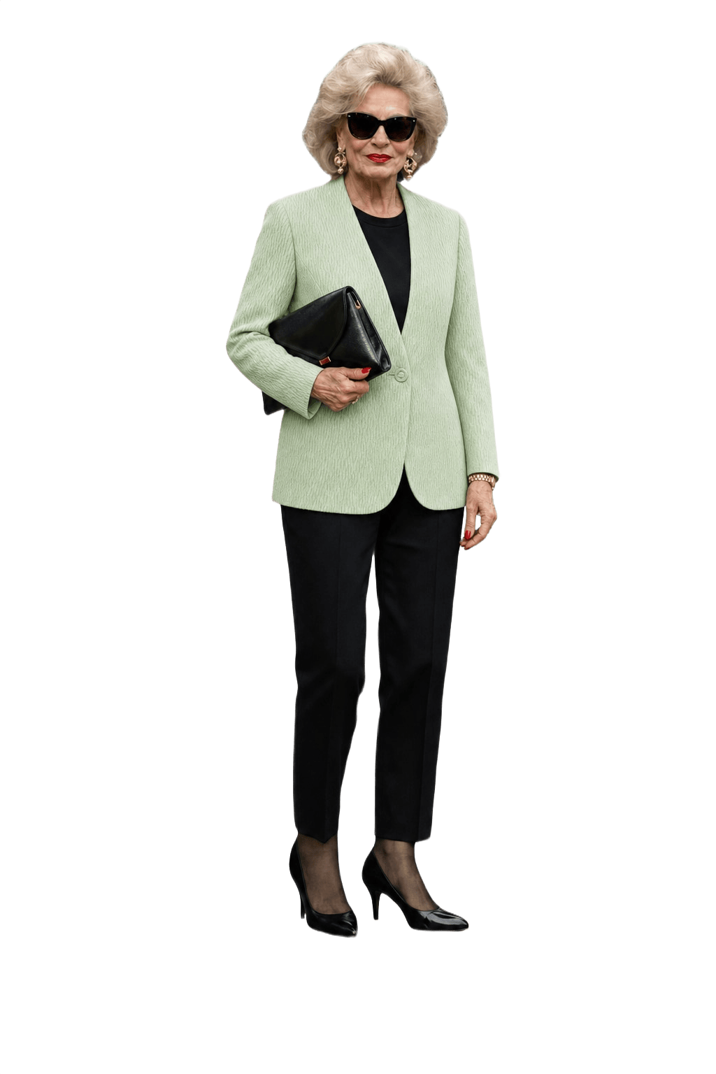 1980s Mint Green Polyester Blend Blazer - Model