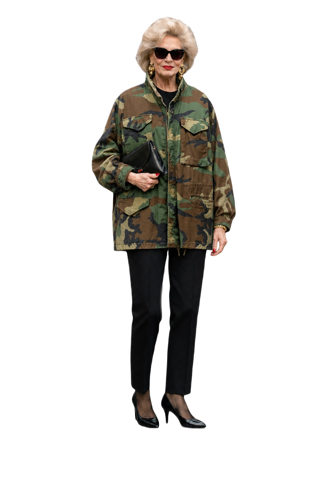 1990s Camouflage Cotton Blend Jacket - Model