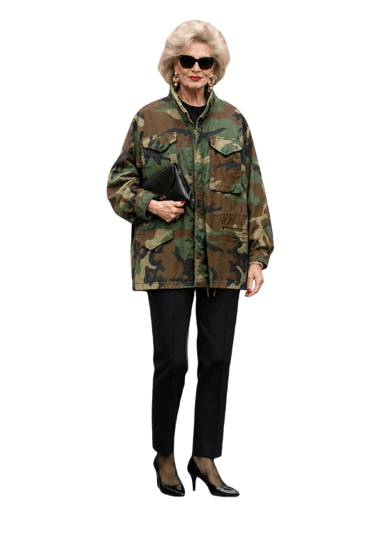 1990s Camouflage Cotton Blend Jacket - Model