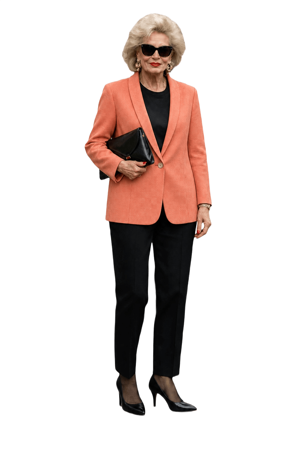 1980s Peach Wool Blend Blazer - Model