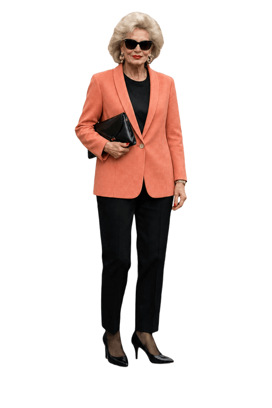 1980s Peach Wool Blend Blazer - Model