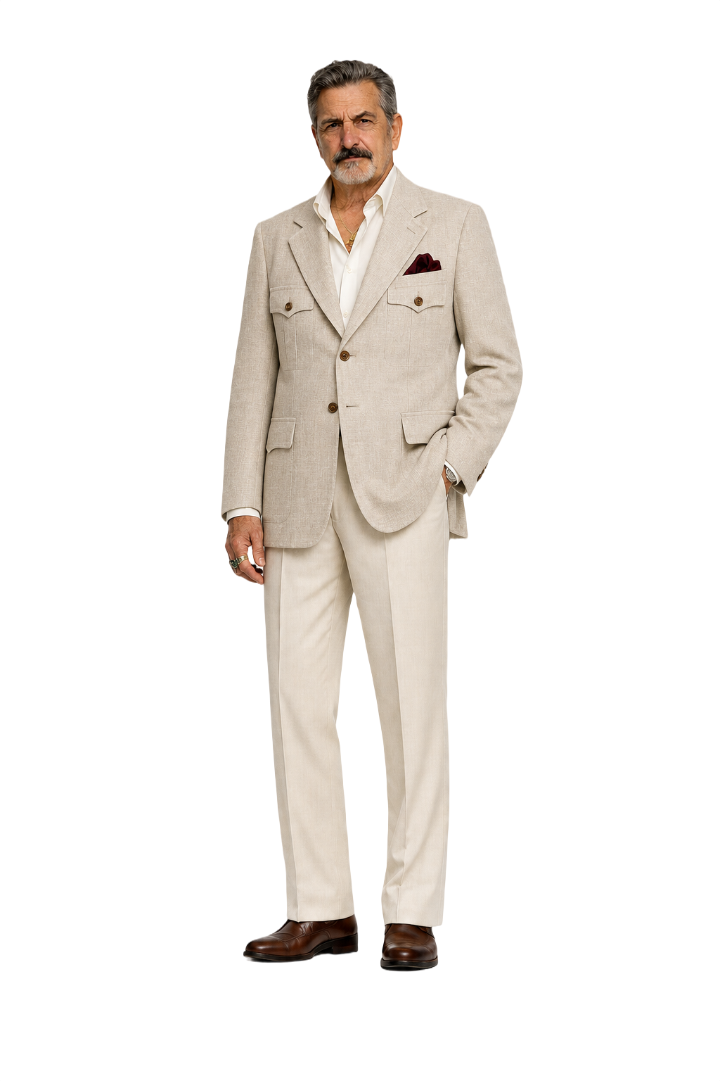 1980s Beige Linen Jacket - Model