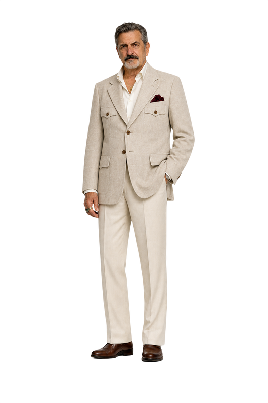 1980s Beige Linen Jacket - Model
