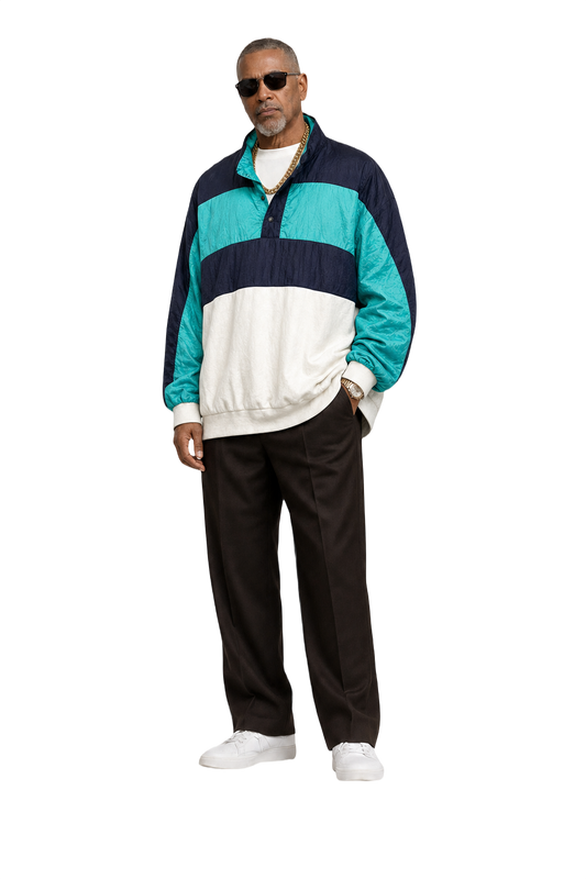 1990s Navy Blue Nylon Pullover - Model
