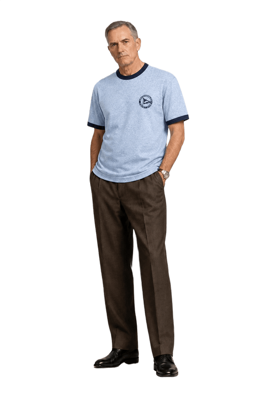 1990s Light Blue Cotton Blend T-Shirt - Model