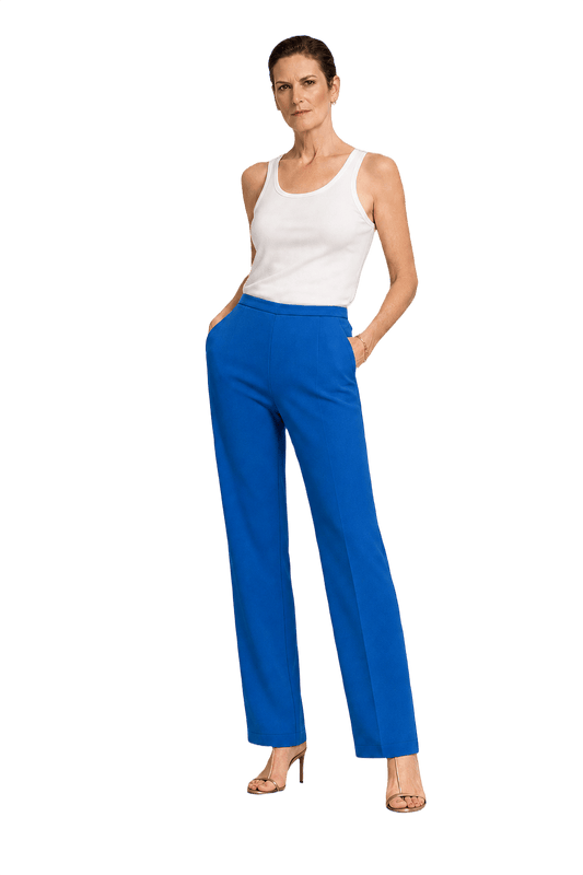 1990s Vibrant Blue Polyester Pants - Model