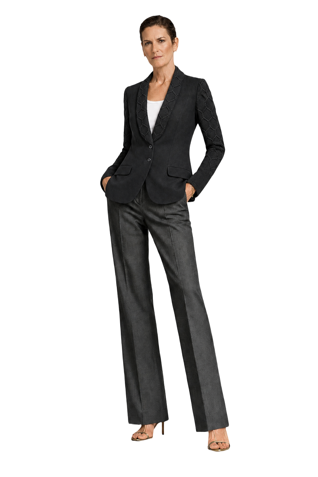 1950s Black Wool Blend Blazer - Model