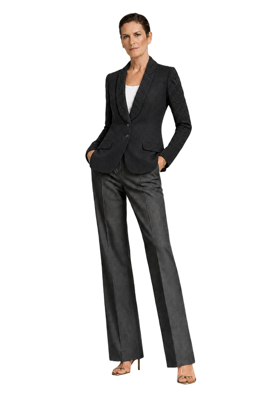 1950s Black Wool Blend Blazer - Model