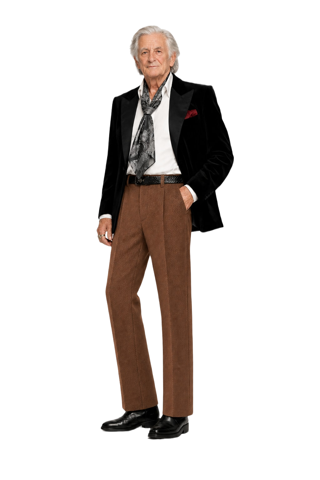1970s Camel Cotton Blend Trousers - Model