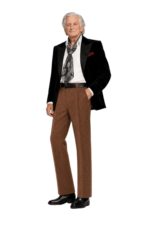 1970s Camel Cotton Blend Trousers - Model