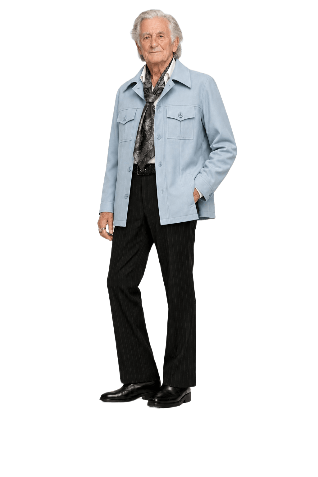 1970s Light Blue Polyester Jacket - Model