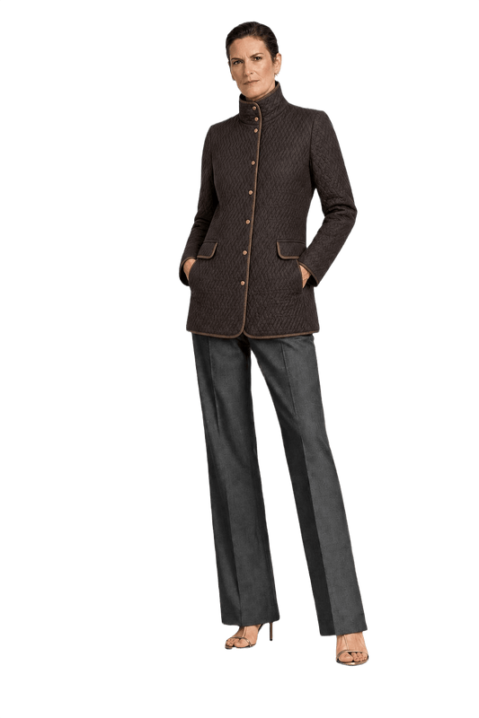 1990s Dark Brown Polyester Blend Coat - Model