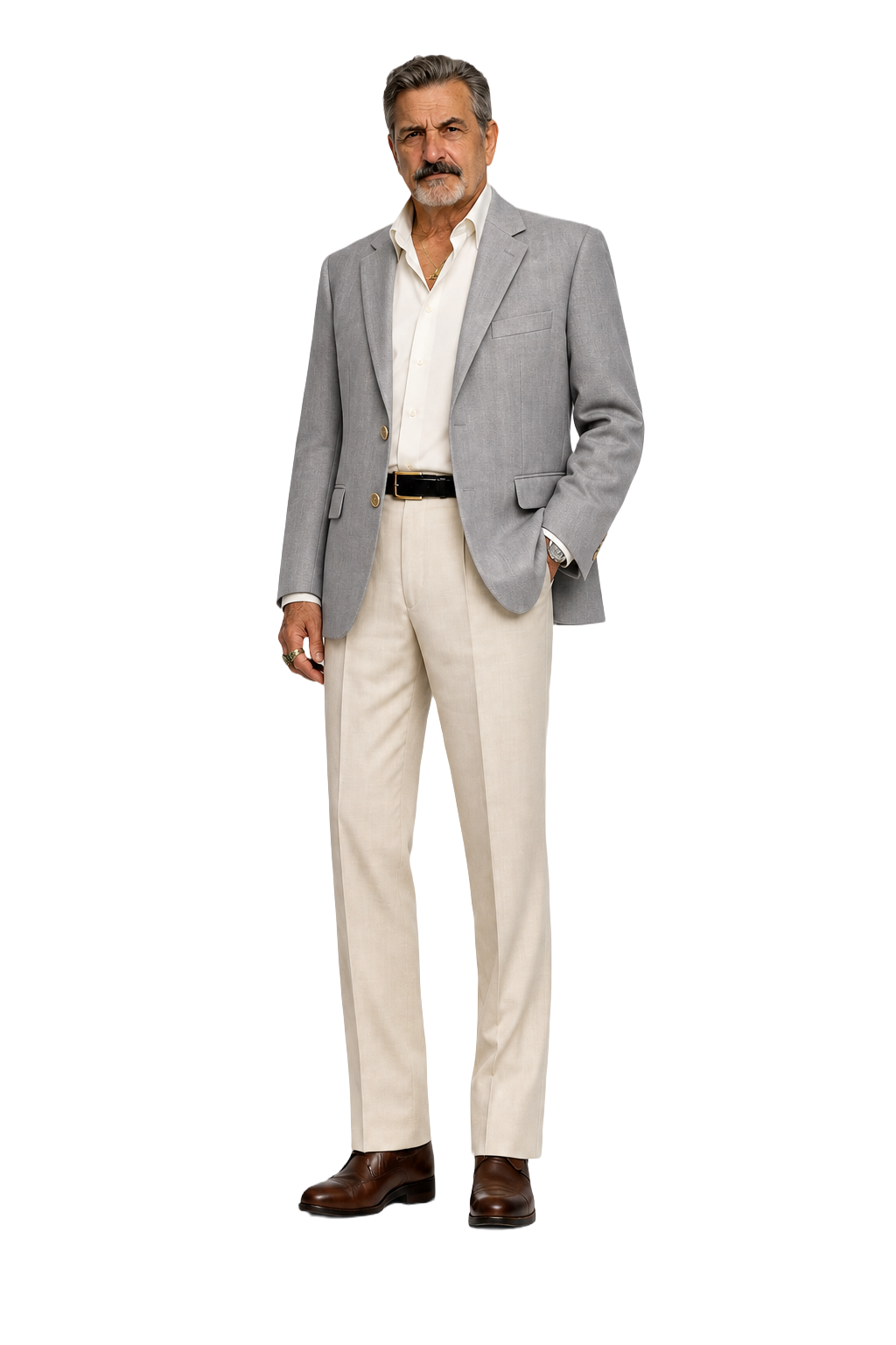 1980s Light Grey Wool Blend Blazer - Model