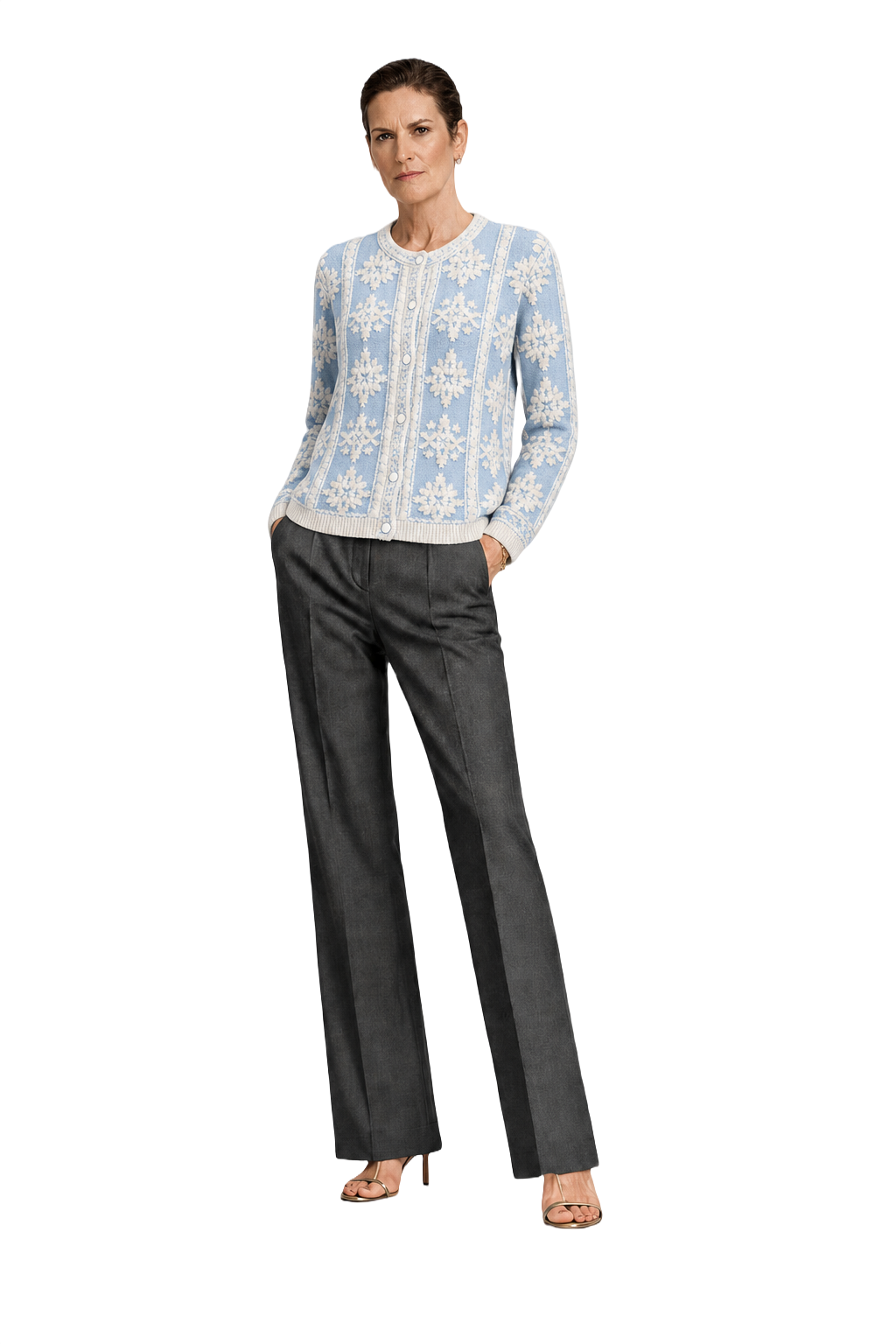 1990s Light Blue Cotton Cardigan - Model