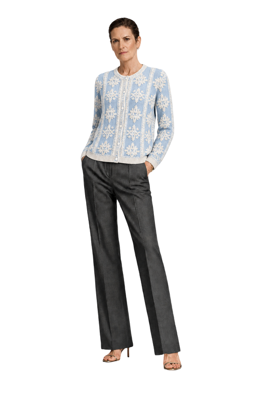 1990s Light Blue Cotton Cardigan - Model