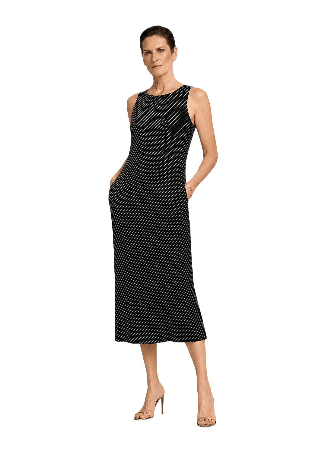 1990s Black Synthetic Shift Dress - Model