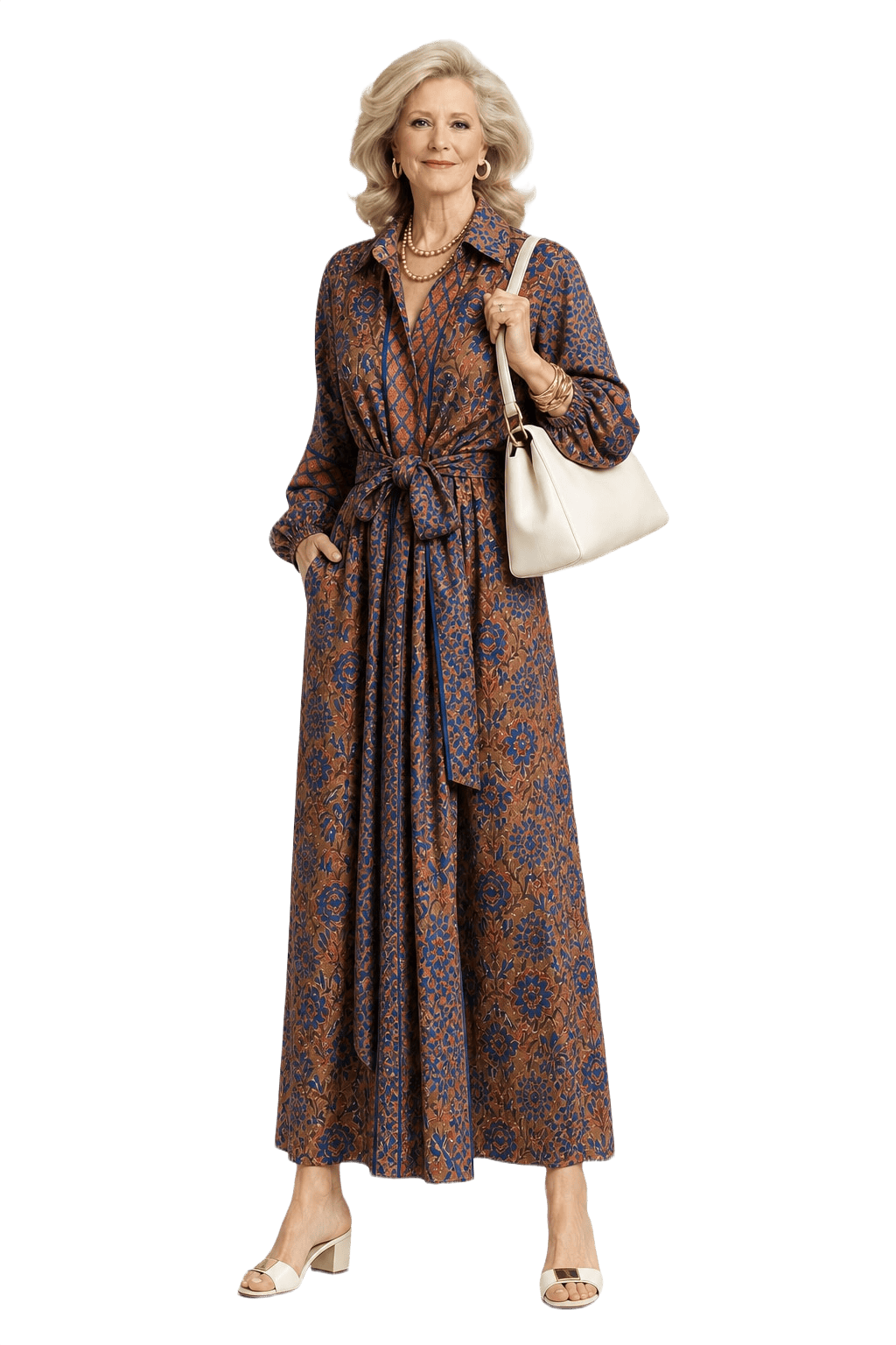 1970s Brown Cotton Blend Dress - Model