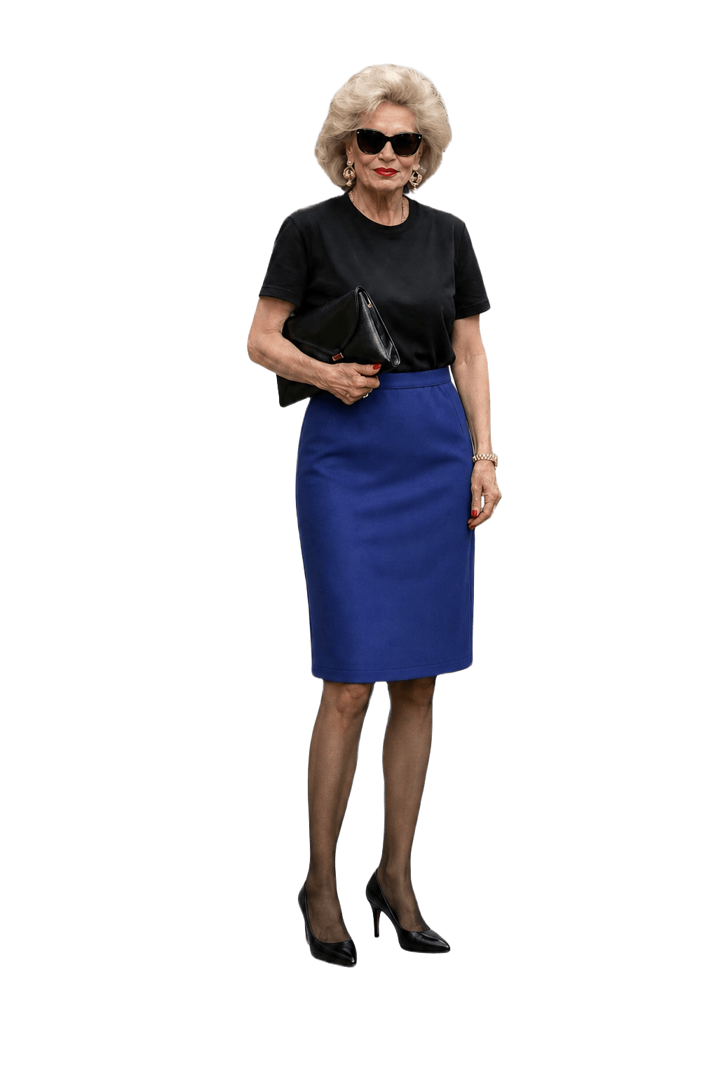 1980s Navy Blue Wool Blend Skirt - Model