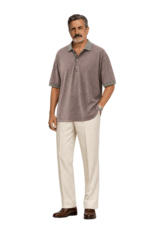 1980s Mauve Cotton Blend Polo - Model