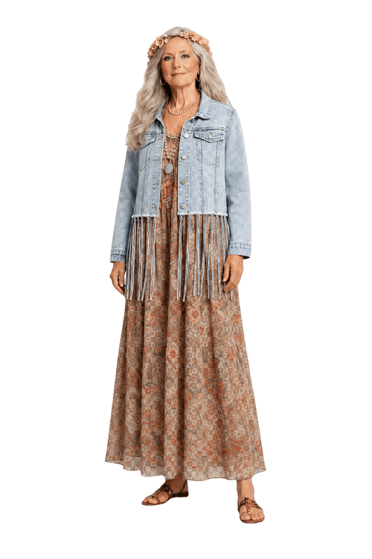 1970s Light Blue Denim Jacket - Model