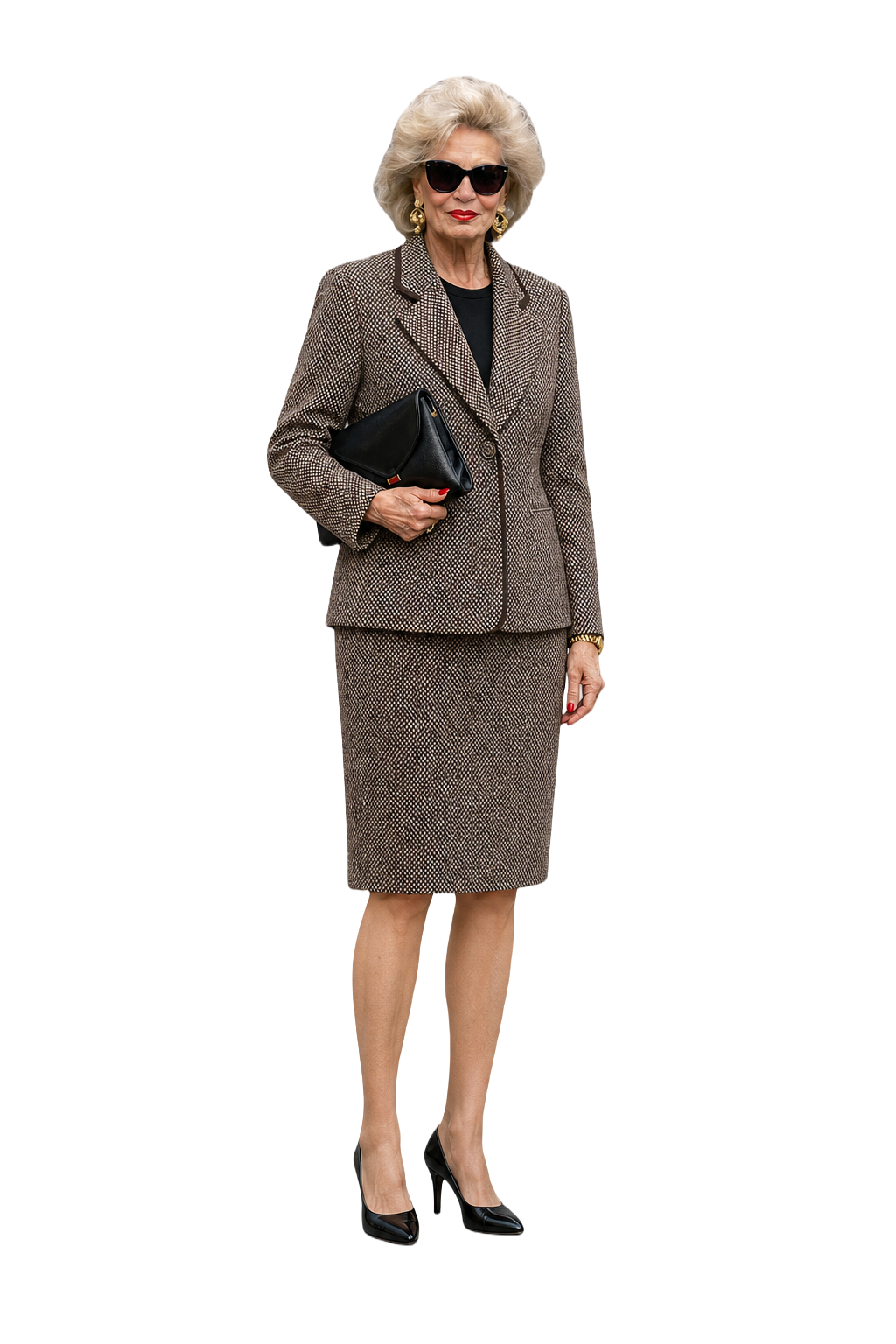 1980s Brown Wool Blend Ensemble - Model