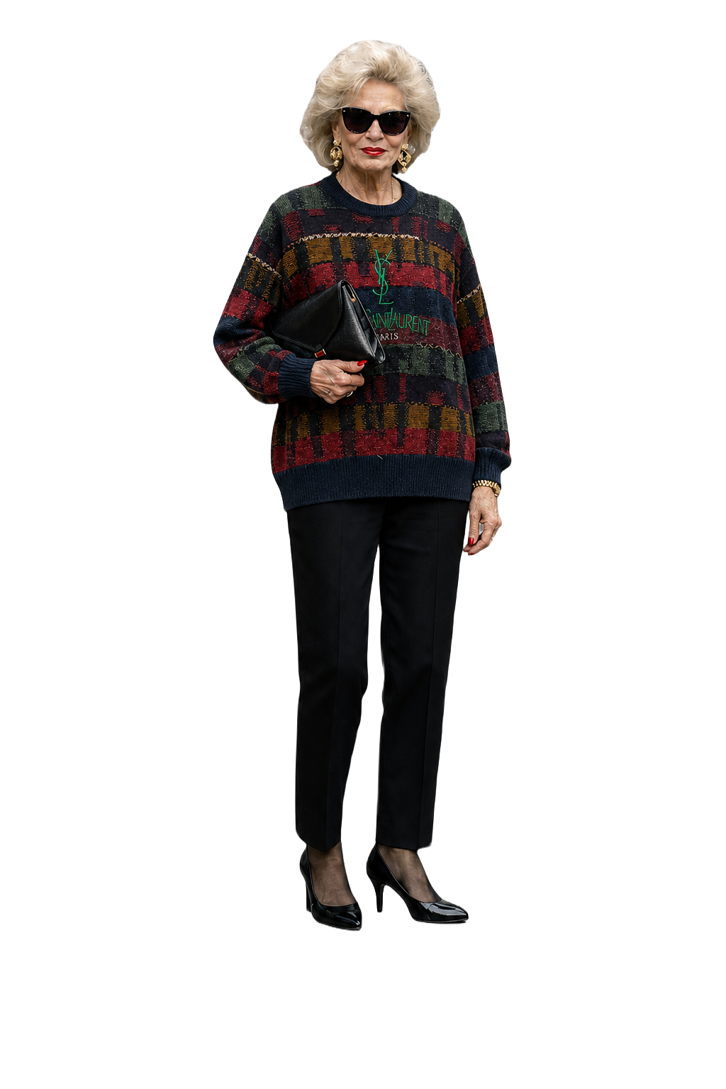 1990s Navy Blue Wool Blend Sweater - Model