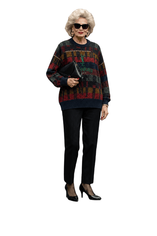 1990s Navy Blue Wool Blend Sweater - Model