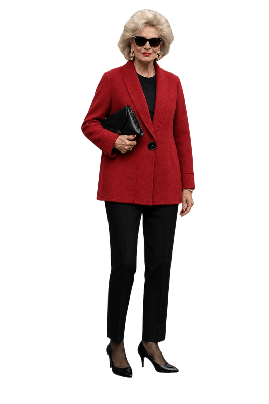 1980s Red Textured Cardigan - Model