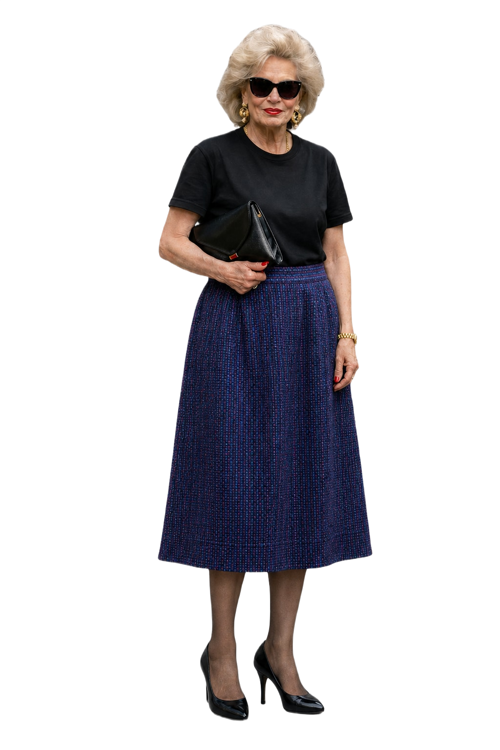 1980s Navy Blue Wool Skirt - Model