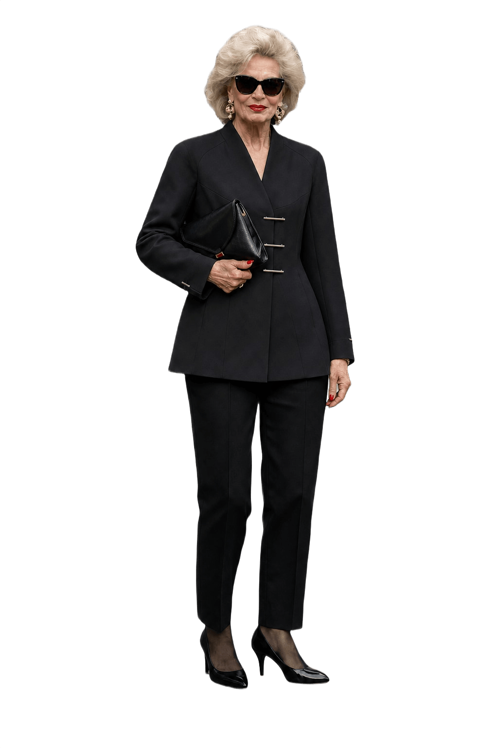 1980s Black Wool Blend Blazer - Model