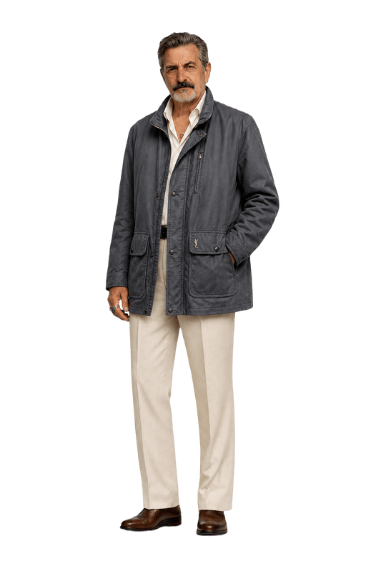 1980s Dark Navy Synthetic Blend Coat - Model