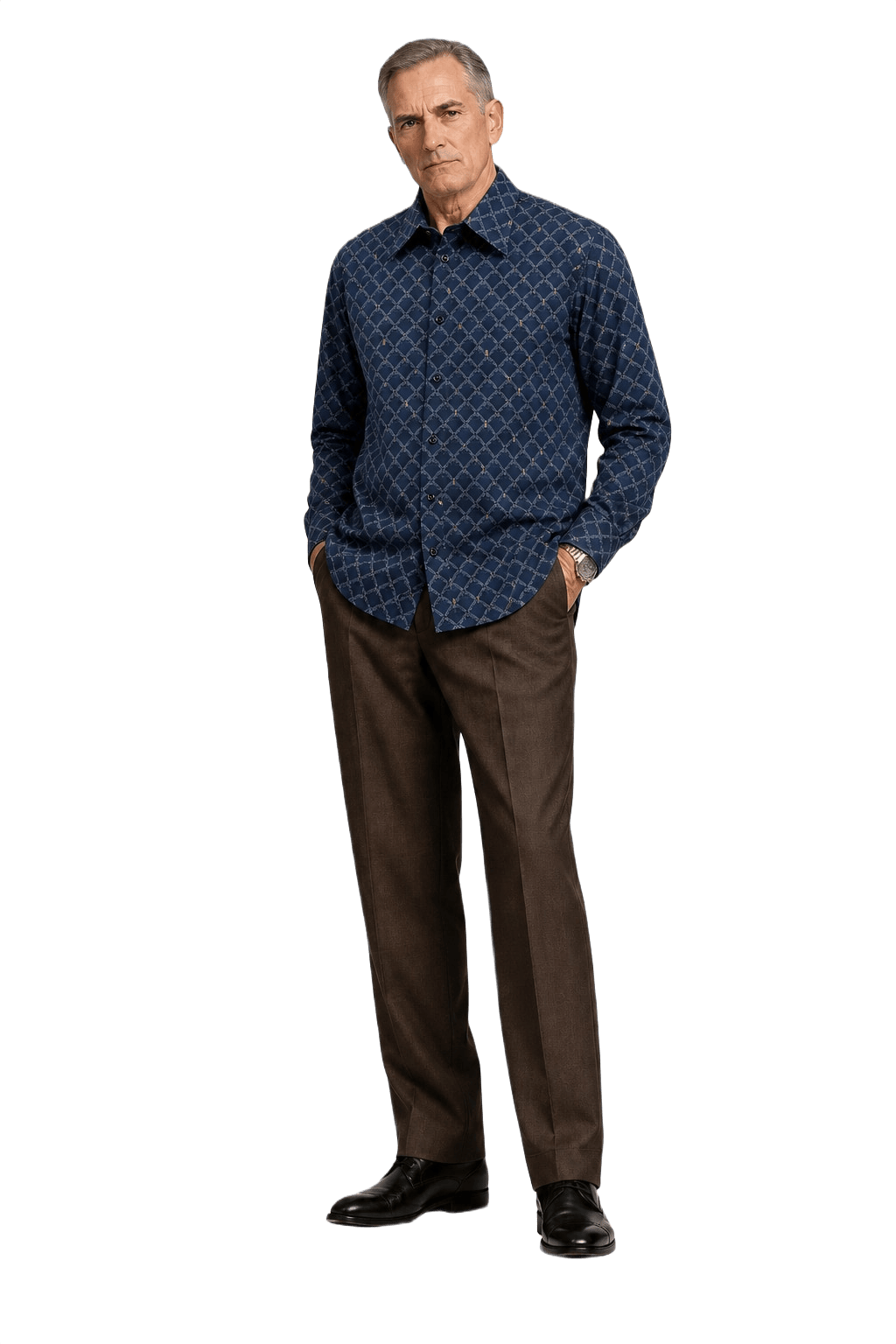 1990s Navy Blue Cotton Shirt - Model