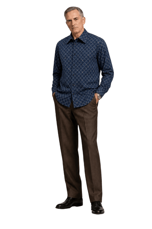 1990s Navy Blue Cotton Shirt - Model