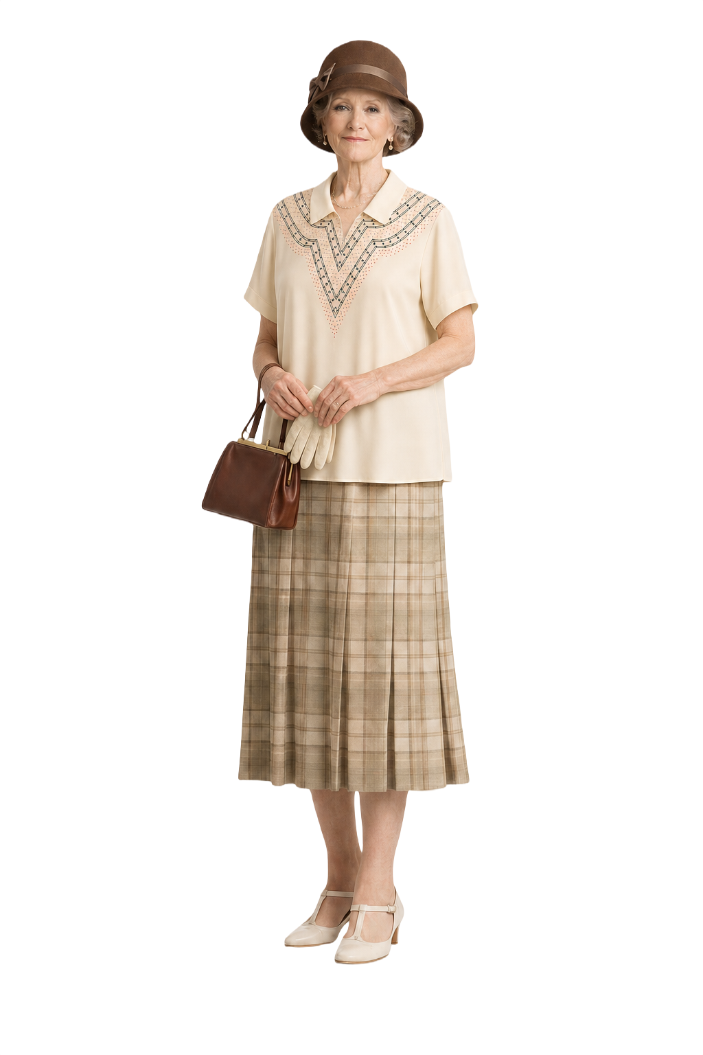 1930s Cream Silk Blouse - Model