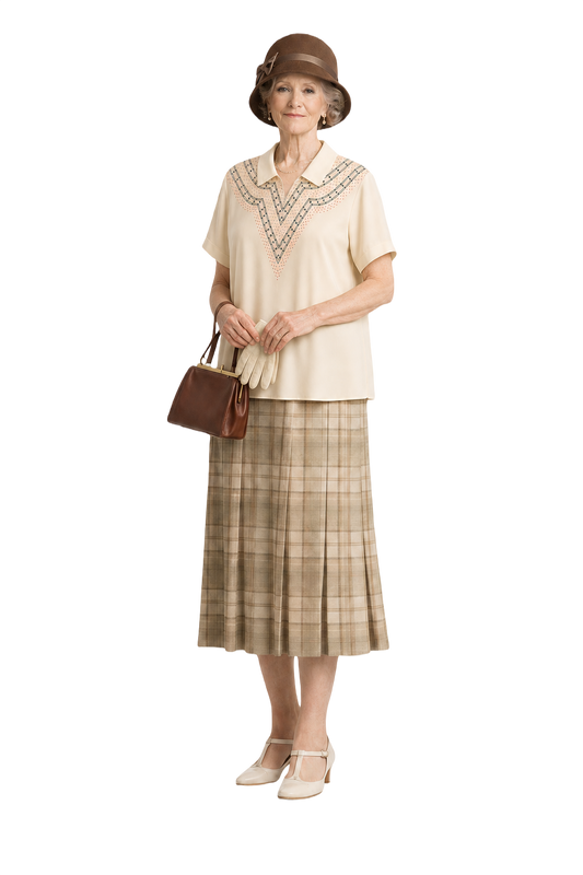 1930s Cream Silk Blouse - Model