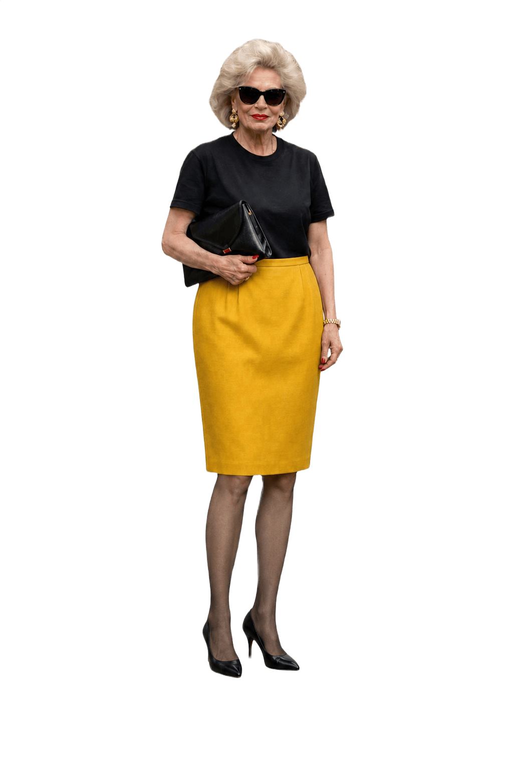 1980s Yellow Wool Blend Skirt - Model