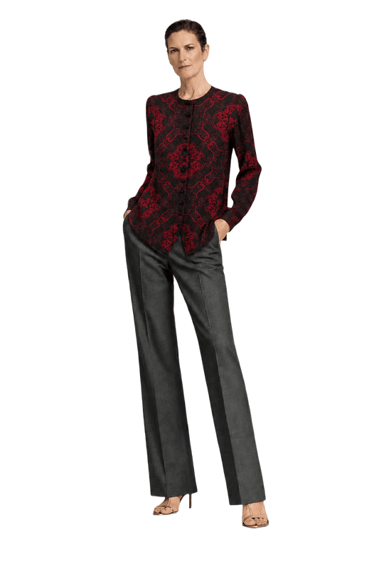 1990s Red Satin Blouse - Model