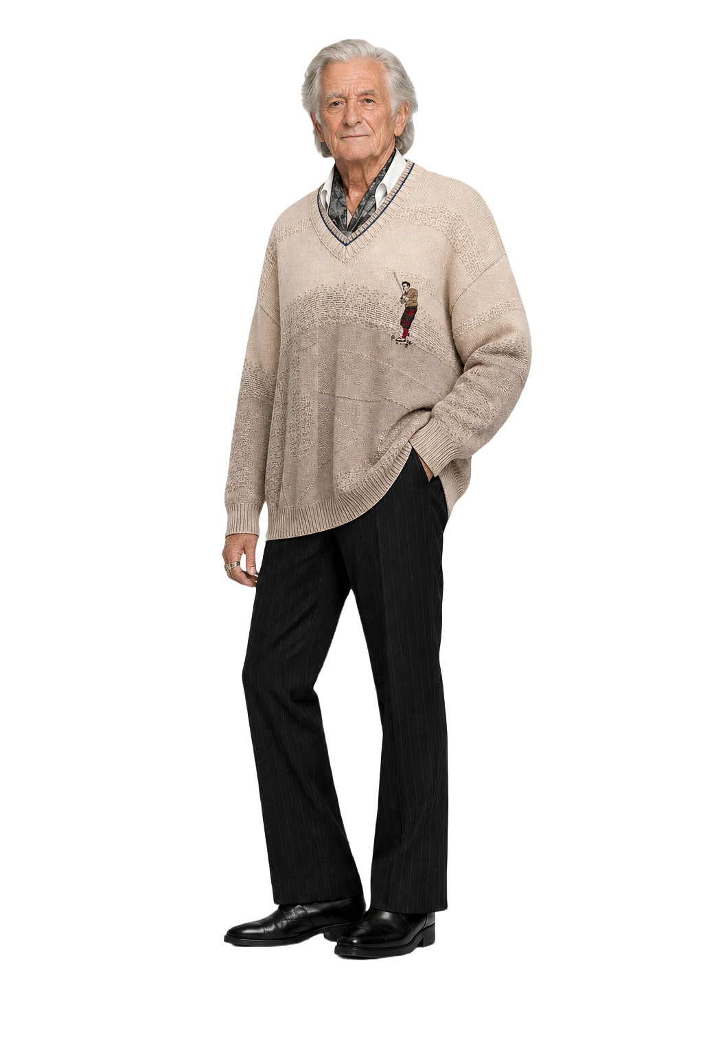 1970s Beige Cotton Sweater - Model