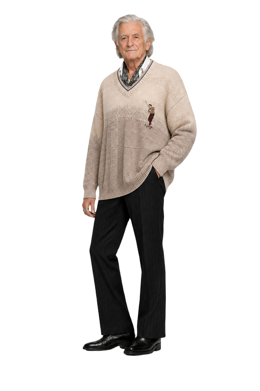 1970s Beige Cotton Sweater - Model