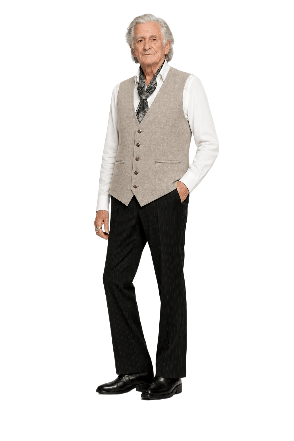 1970s Beige Wool Vest - Model