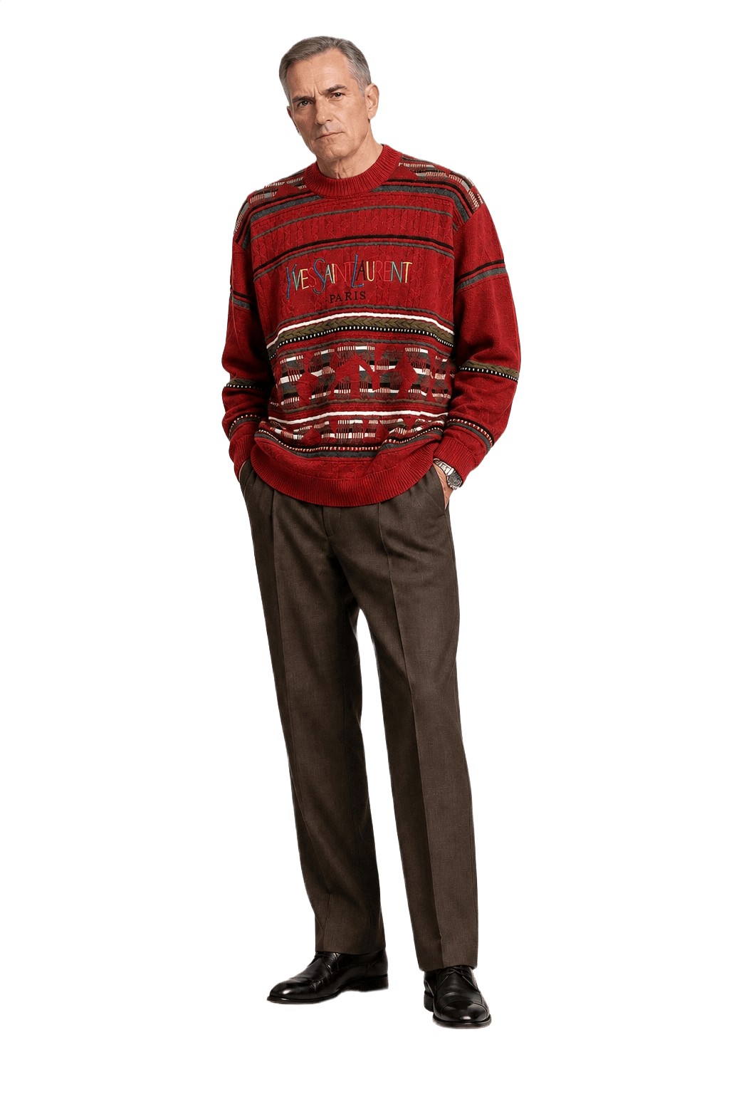 1990s Rust Red Wool Blend Sweater - Model