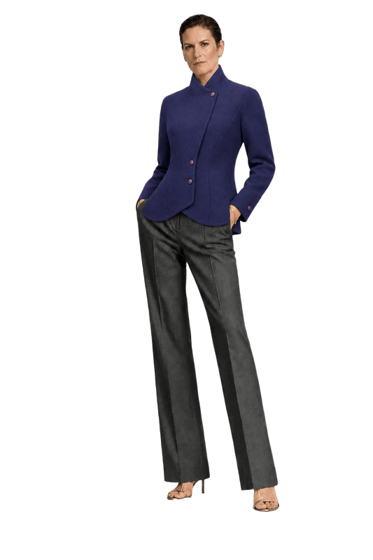 1990s Deep Blue Wool Blend Jacket - Model
