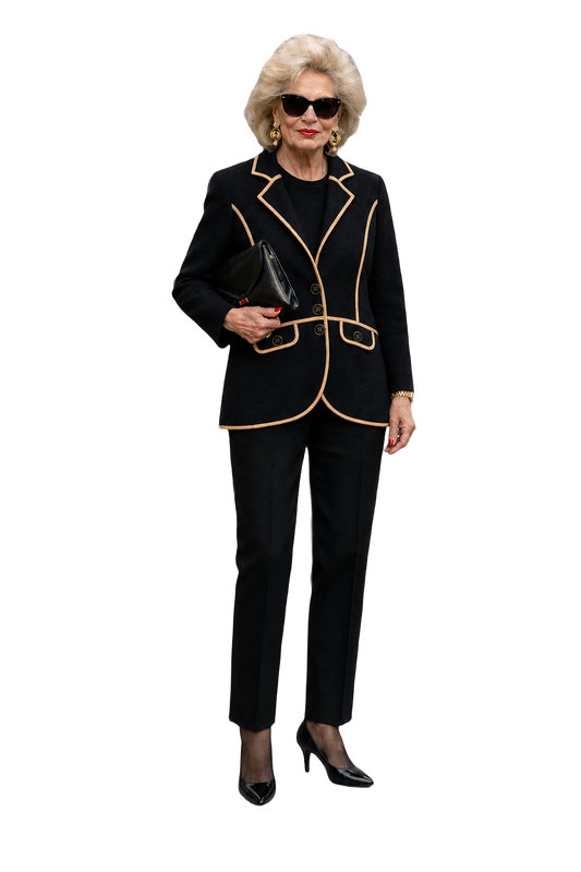 1980s Black Wool Blend Blazer - Model