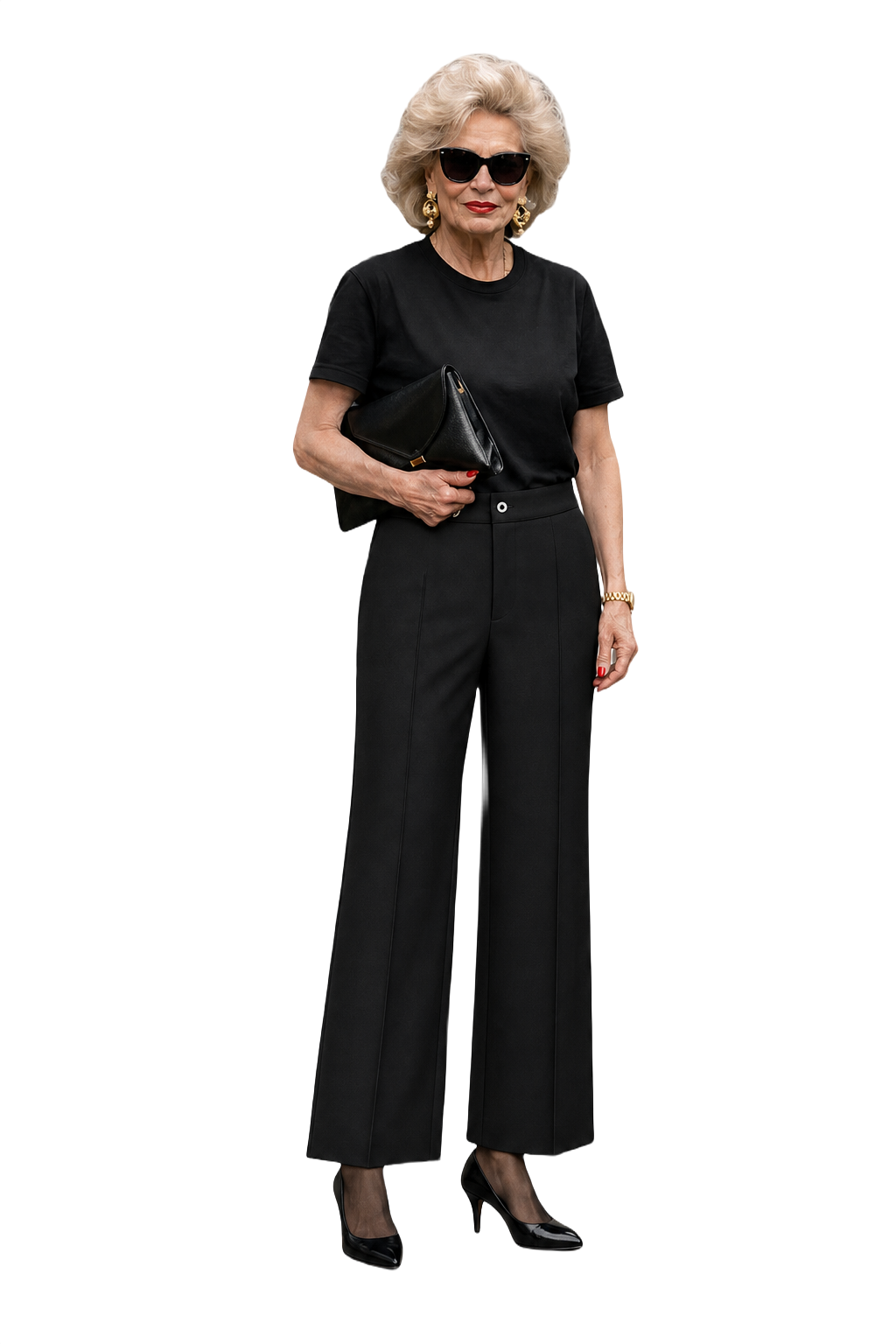 1980s Black Wool Blend Pants - Model