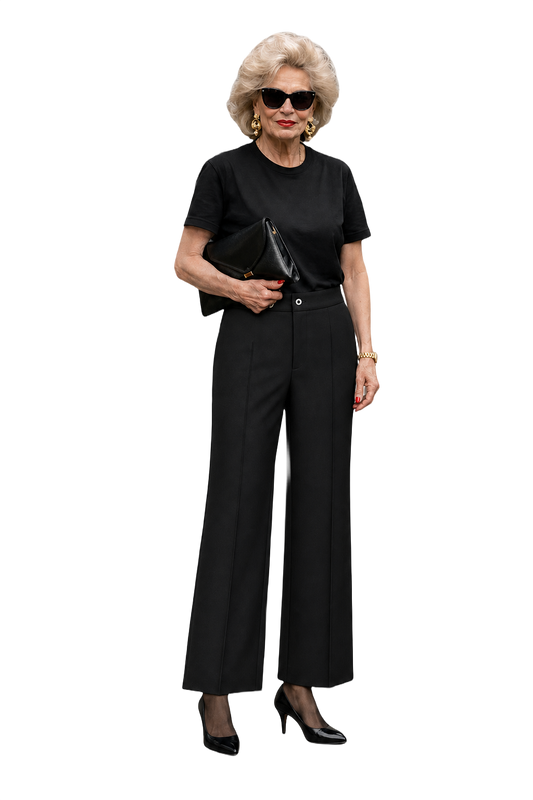 1980s Black Wool Blend Pants - Model