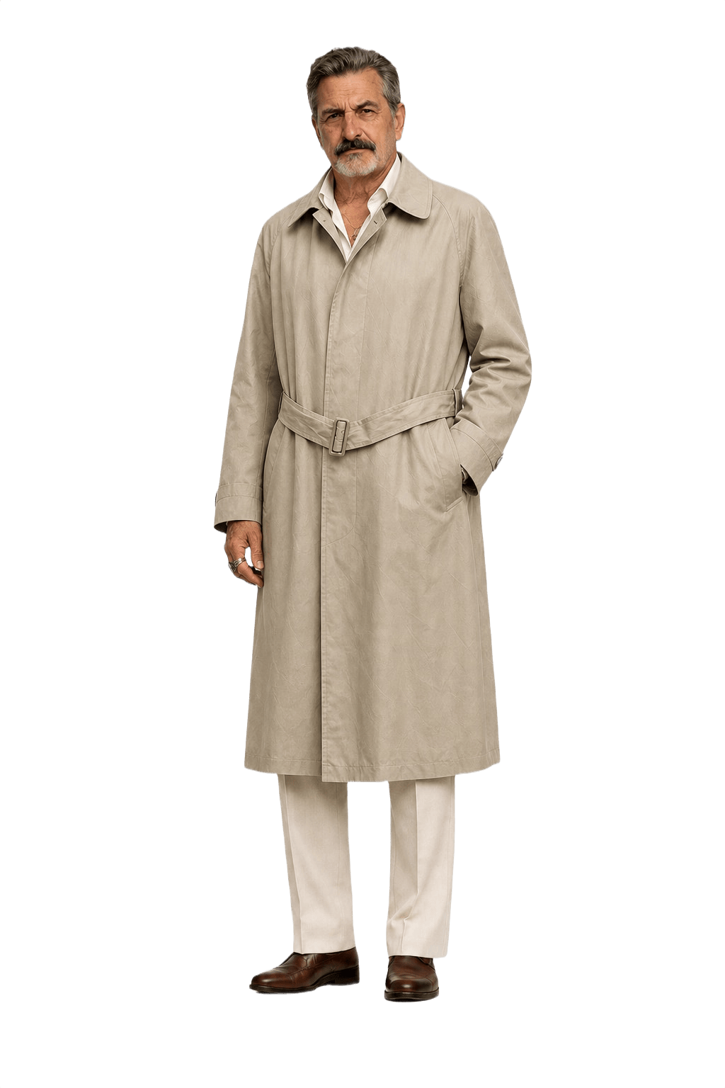 1980s Beige Cotton Blend Trench Coat - Model