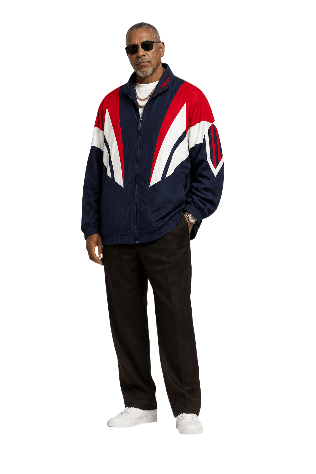 1990s Navy Blue Nylon Jacket - Model
