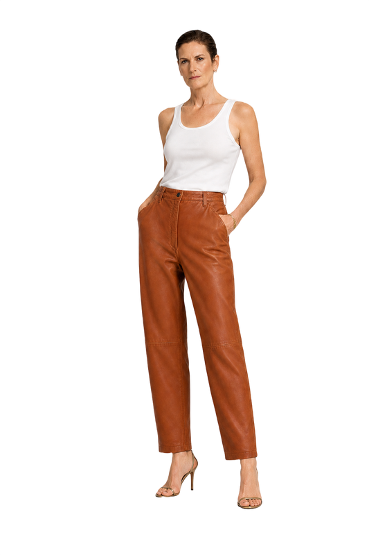 1990s Caramel Brown Cotton Pants - Model