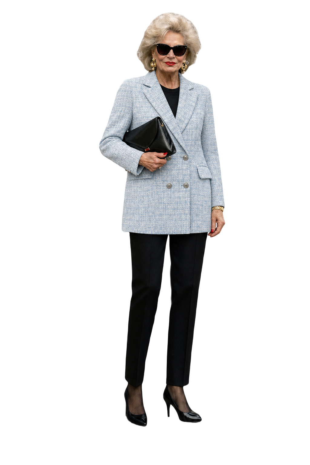 1990s Light Blue Wool Blend Blazer - Model