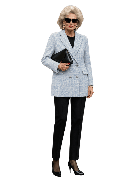 1990s Light Blue Wool Blend Blazer - Model